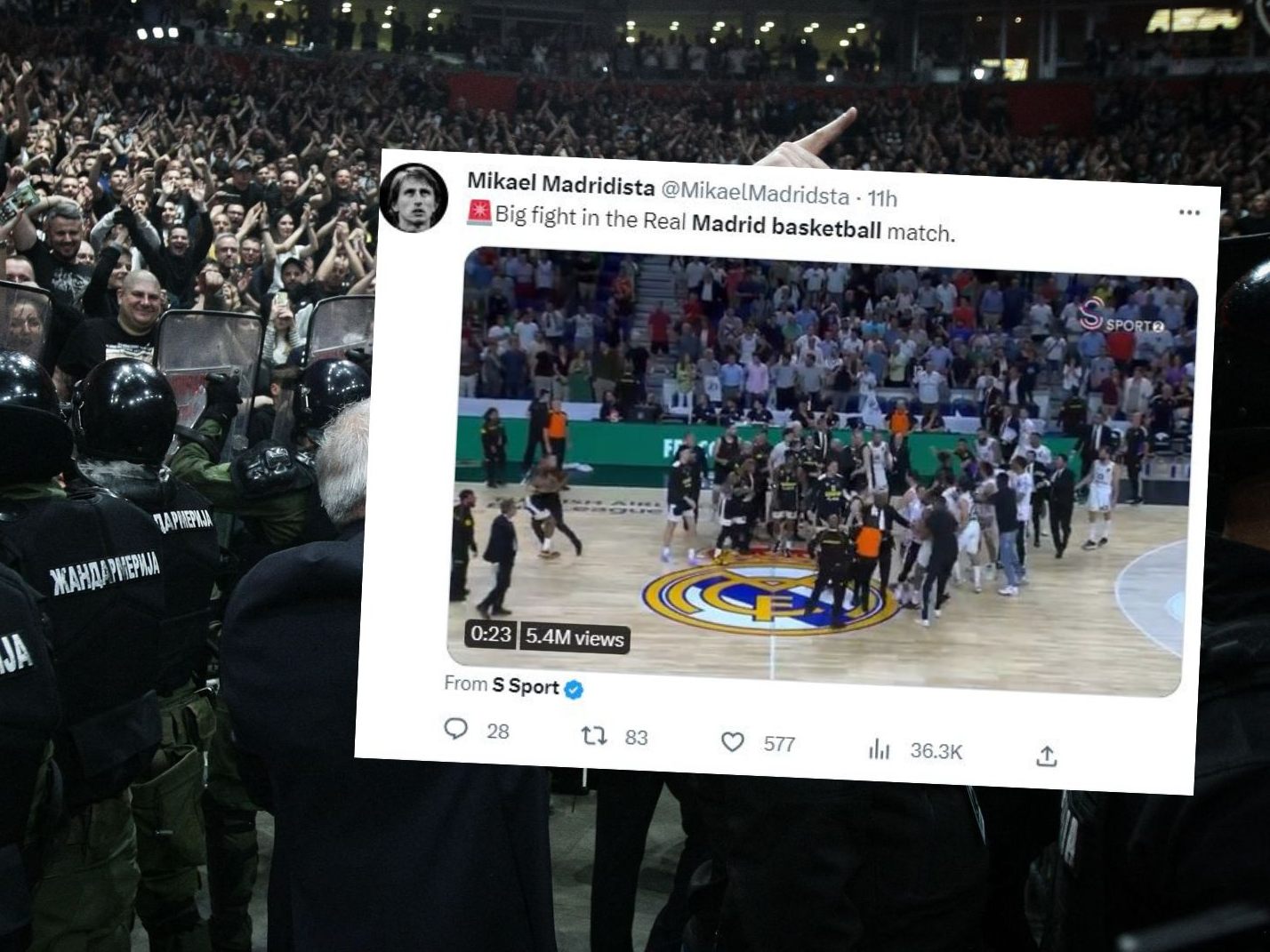 Bei einem Basketballspiel kam es zu einer Massenschlägerei. Bei einem Basketballspiel kam es zu einer Massenschlägerei.