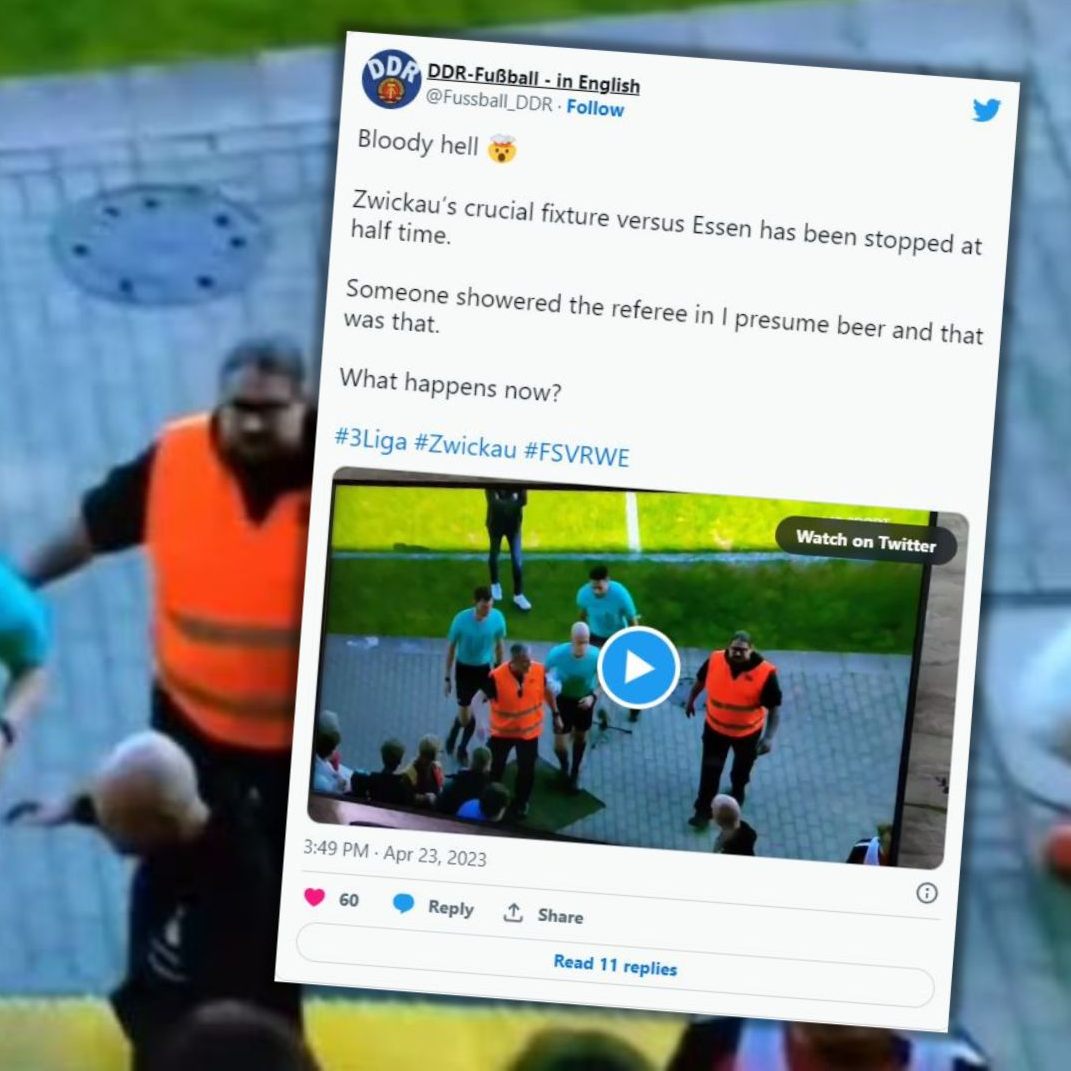 Heftige Bier-Attacke auf Schiedsrichter.