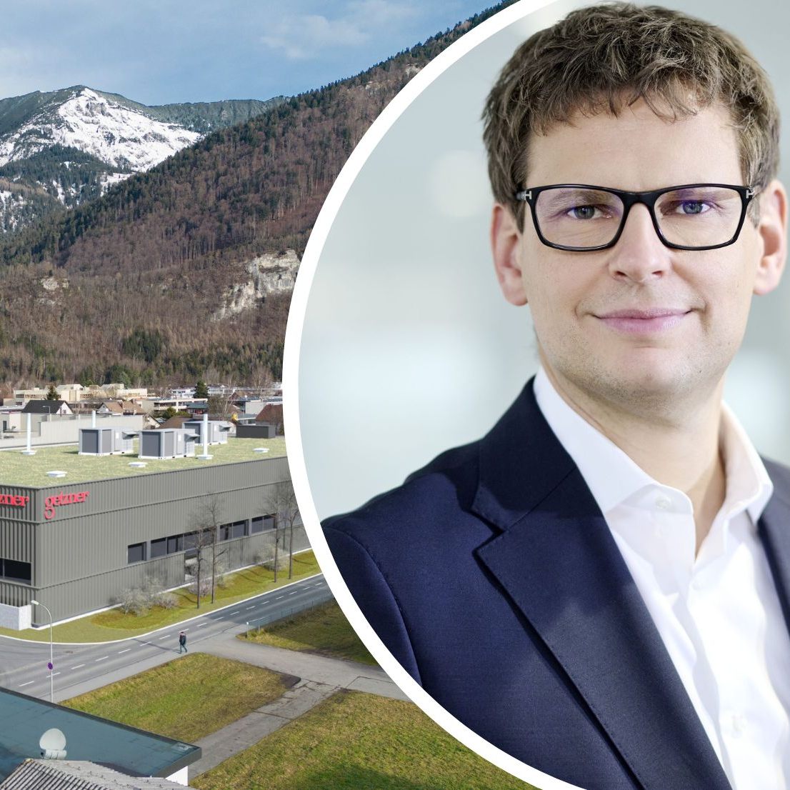 Das Rendering zeigt die geplante Hallenerweiterung mit der artenreich begrünten Dachfläche sowie der Begrünung entsprechend dem Grünraumkonzept.