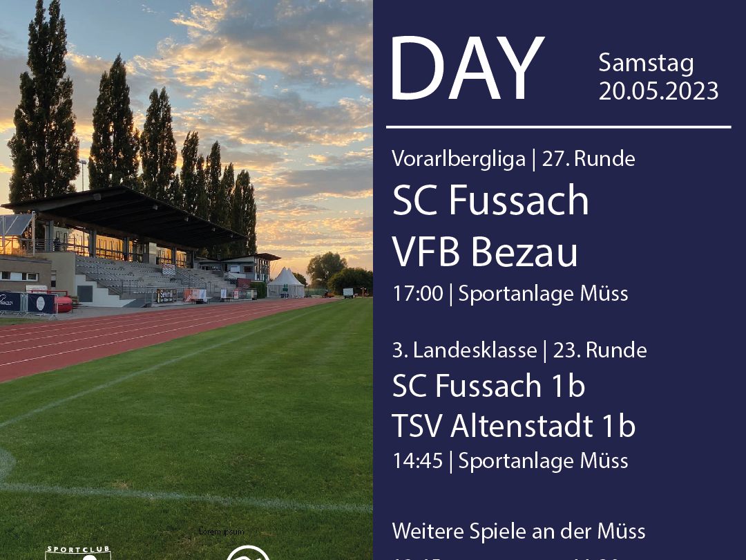 Heimspiel des SC Fussach am Samstag, 20.05.23 Heimspiel des SC Fussach am Samstag, 20.05.23