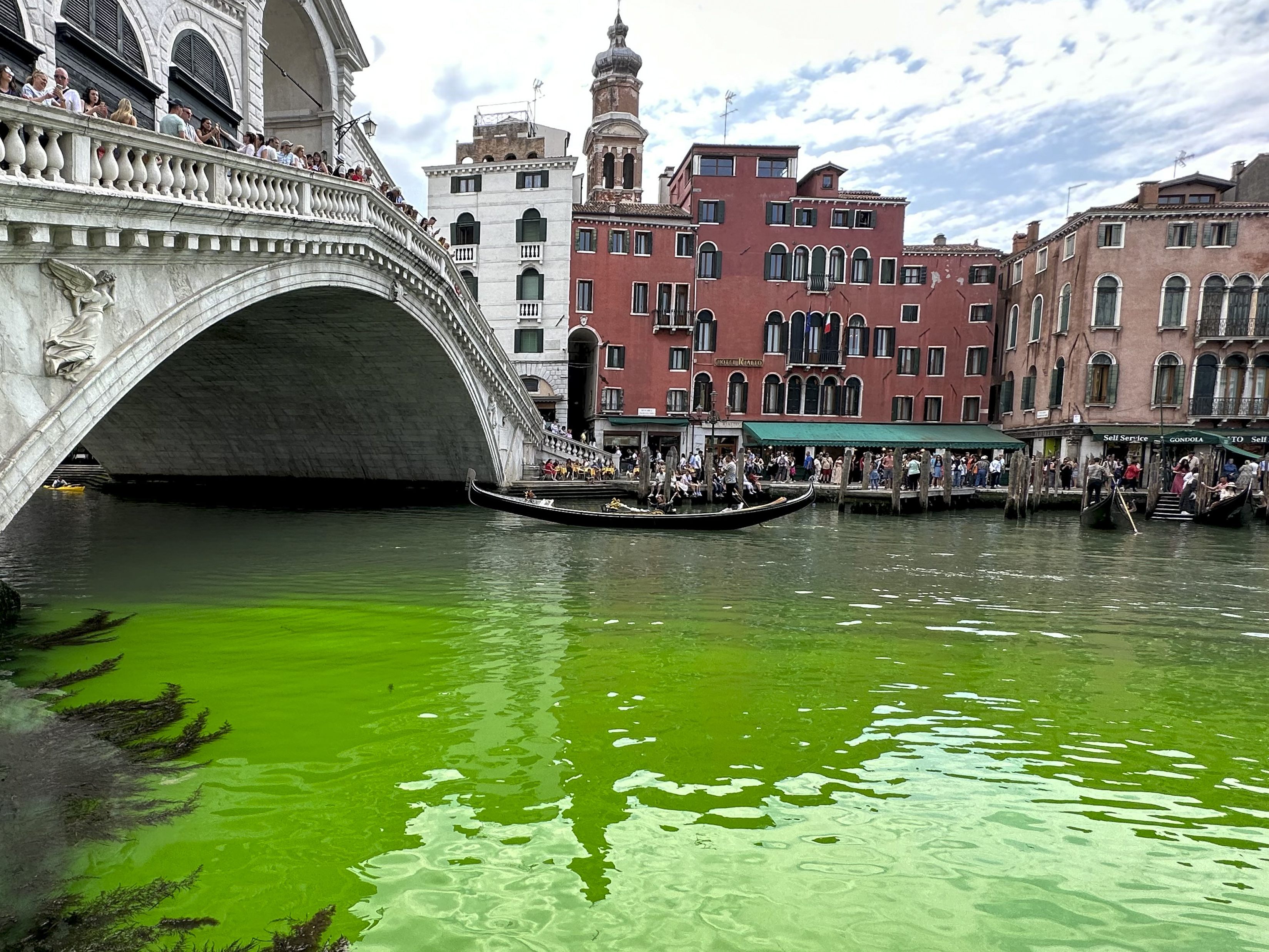 Der grüne Canal Grande von Venedig am Sonntag. Der grüne Canal Grande von Venedig am Sonntag.