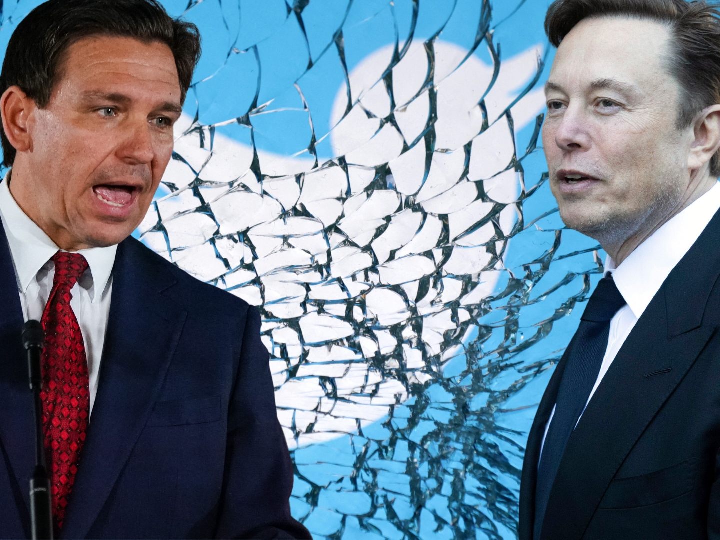 DeSantis (l.) und Musk (r.) scheiterten an der Technik - Blambale für beide: Trump-Herausforderer und Twitter-Boss. DeSantis (l.) und Musk (r.) scheiterten an der Technik - Blambale für beide: Trump-Herausforderer und Twitter-Boss.