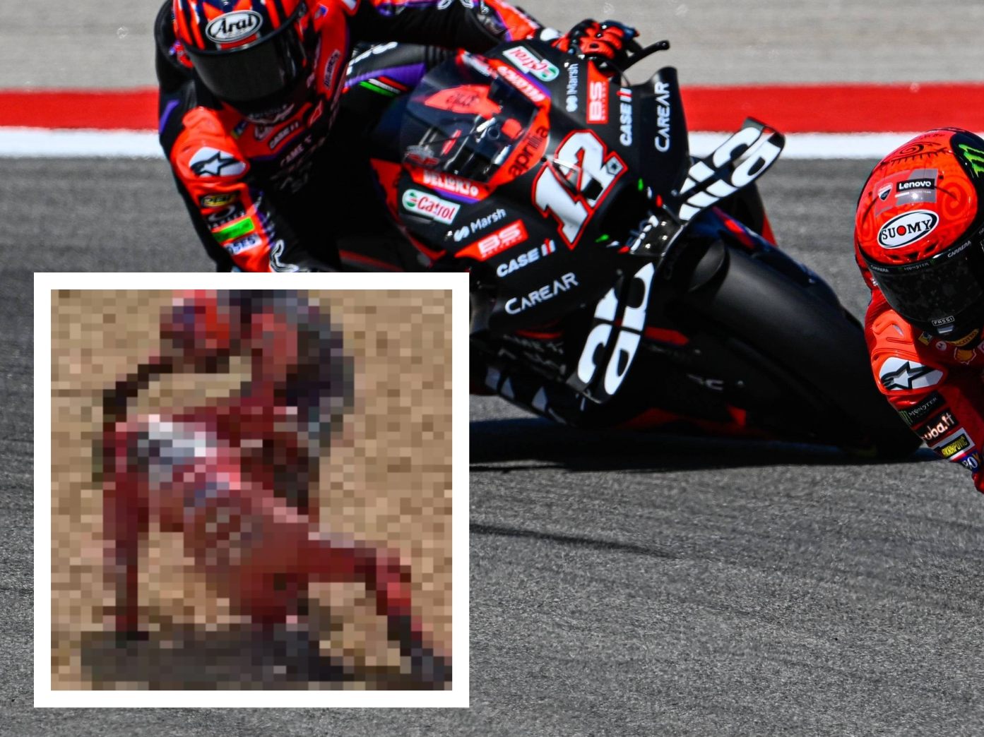 Die beiden MotoGP-Stars gingen aufeinander los. Die beiden MotoGP-Stars gingen aufeinander los.