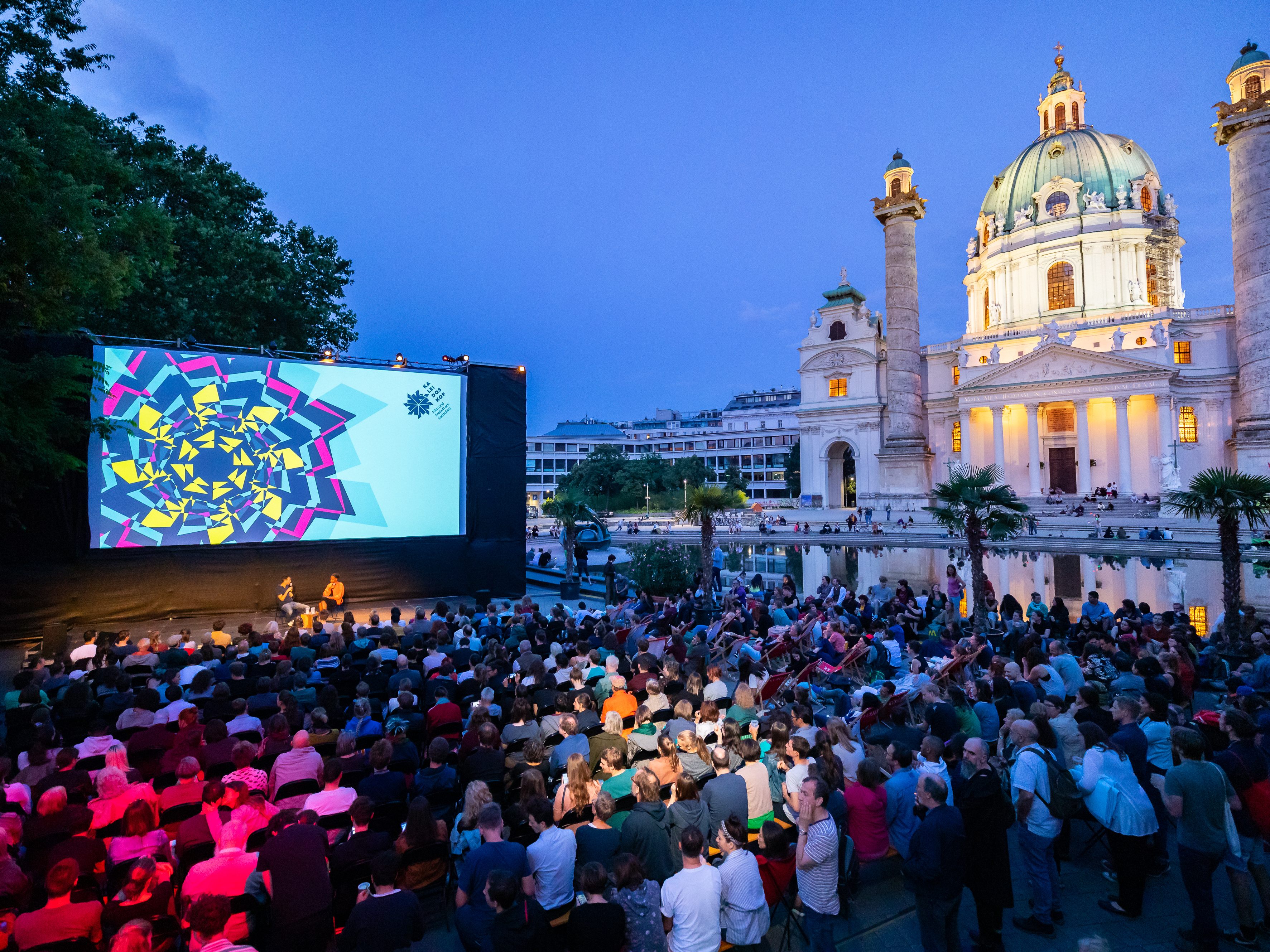 Das Programm beim Kaleidoskop 2023 Sommerkino am Wiener Karlsplatz.