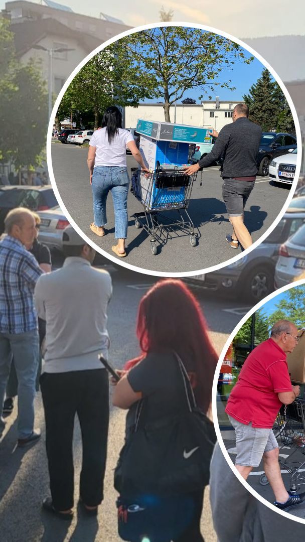 Fotos zeigen den Andrang auf die Filiale.