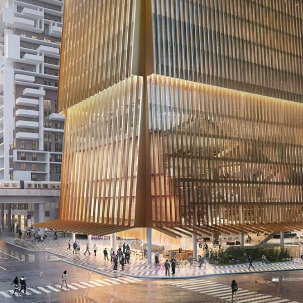 Eine Visualisierung des Projekts zum Donaumarina Tower in Wien.