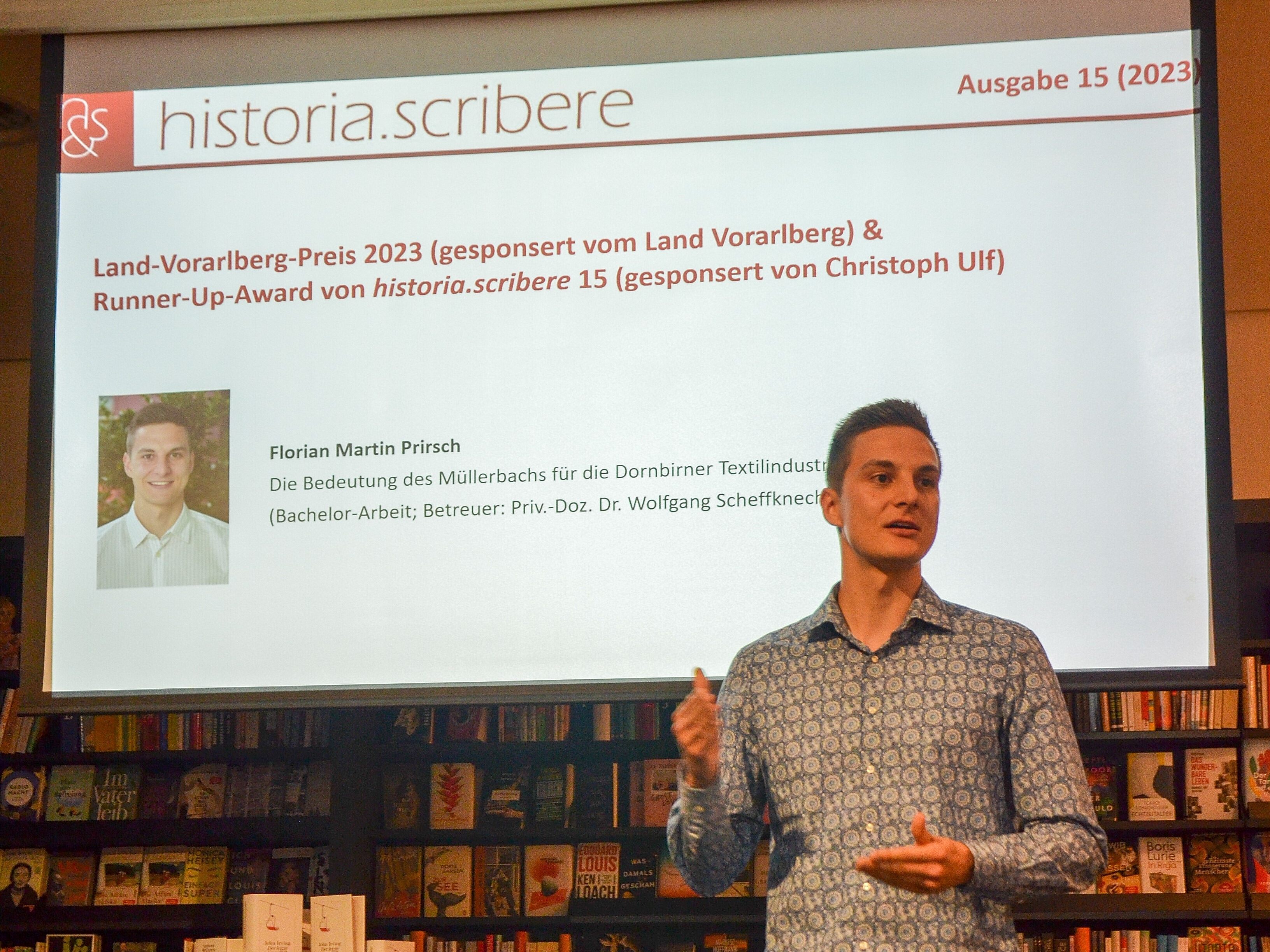 Florian Prirsch freute sich sehr über die Auszeichnung für seine Bachelorarbeit über den Dornbirner Müllerbach. Florian Prirsch freute sich sehr über die Auszeichnung für seine Bachelorarbeit über den Dornbirner Müllerbach.