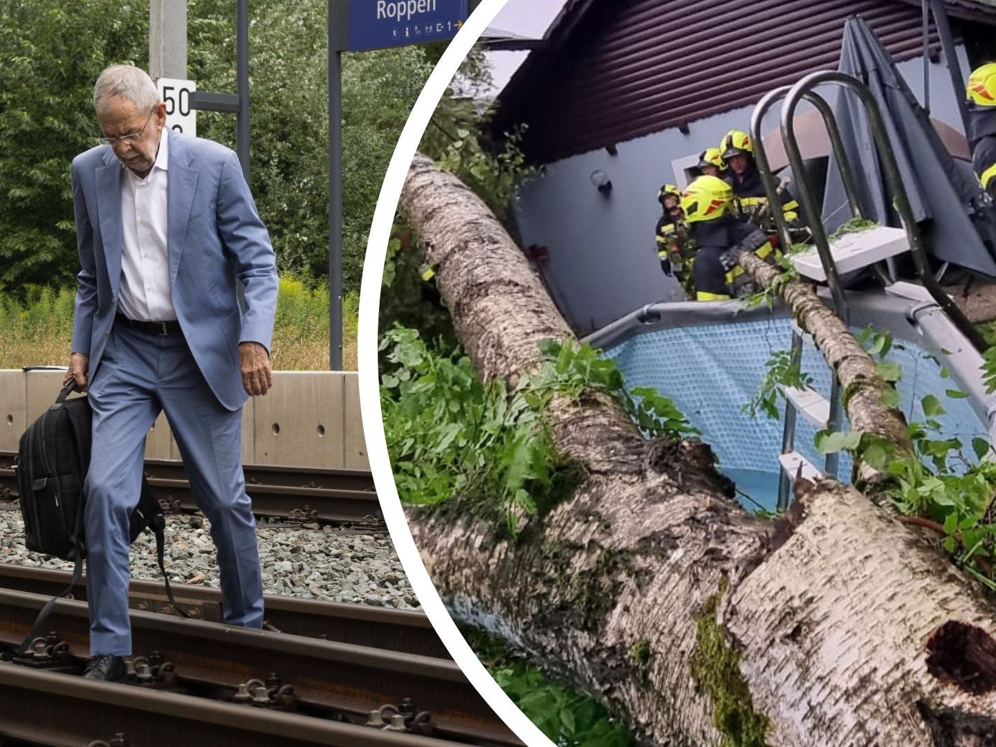 Van der Bellen wurde aus einem Zug evakuiert, zahlreiche Feuerwehren standen im Großeinsatz. Van der Bellen wurde aus einem Zug evakuiert, zahlreiche Feuerwehren standen im Großeinsatz.