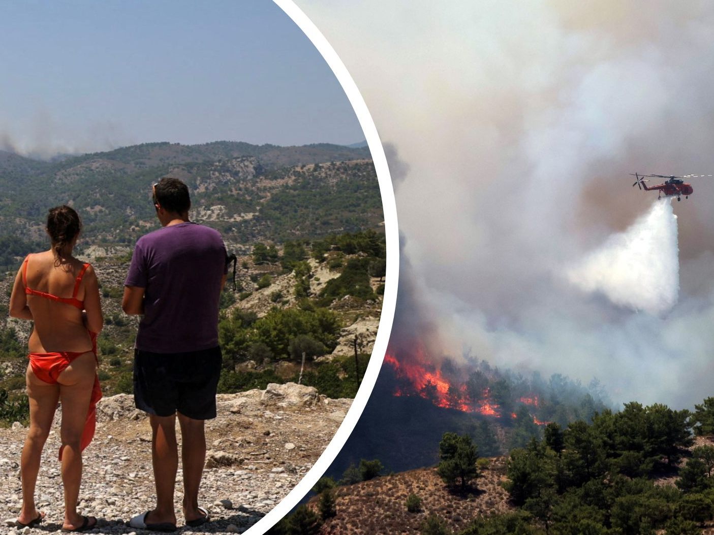 Reisebüros haben begonnen Touristen, die vor dem Feuern in Griechenland geflohen sind, heimzufliegen. Reisebüros haben begonnen Touristen, die vor dem Feuern in Griechenland geflohen sind, heimzufliegen.