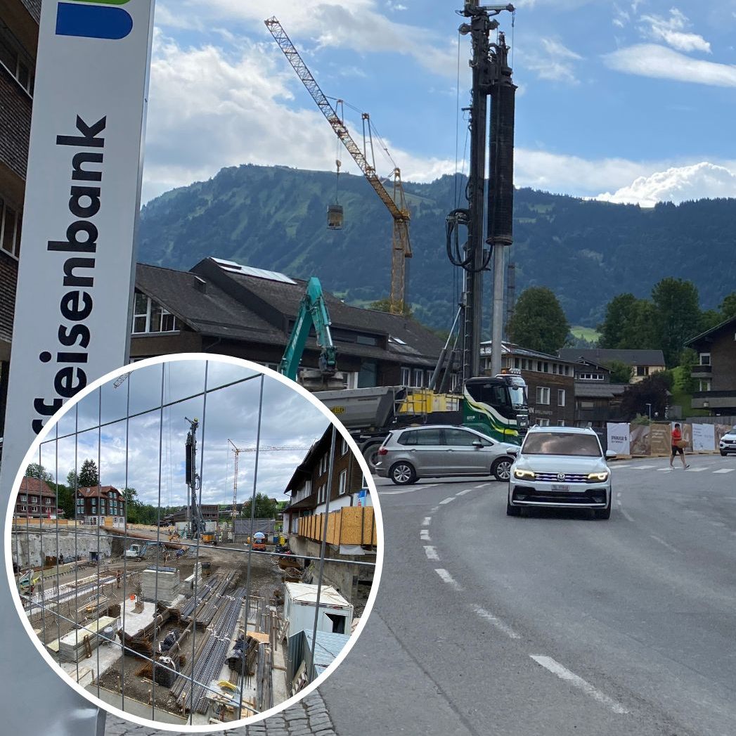 Im Egger Zentrum gibt es statt dem Gemeindeplatz nun eine Baugrube.