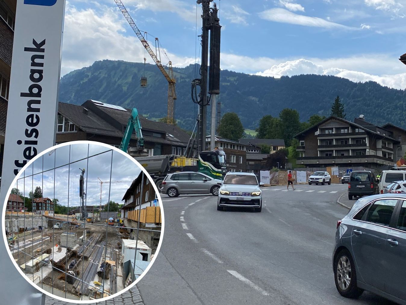 Im Egger Zentrum gibt es statt dem Gemeindeplatz nun eine Baugrube. Im Egger Zentrum gibt es statt dem Gemeindeplatz nun eine Baugrube.