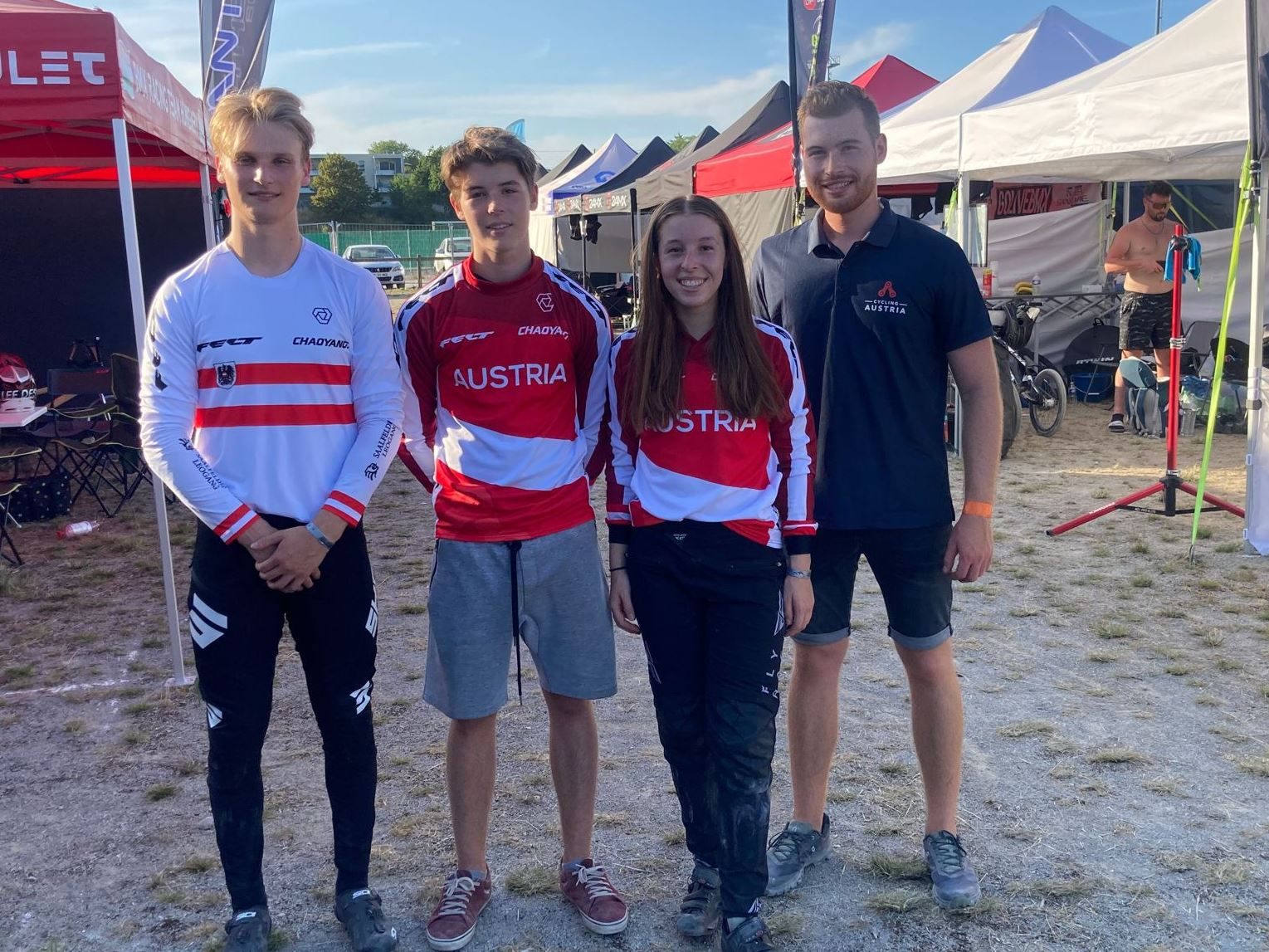 v.l.: Bjarne Schedler, Valentin, Hannah u. Coach Noah Muther v.l.: Bjarne Schedler, Valentin, Hannah u. Coach Noah Muther
