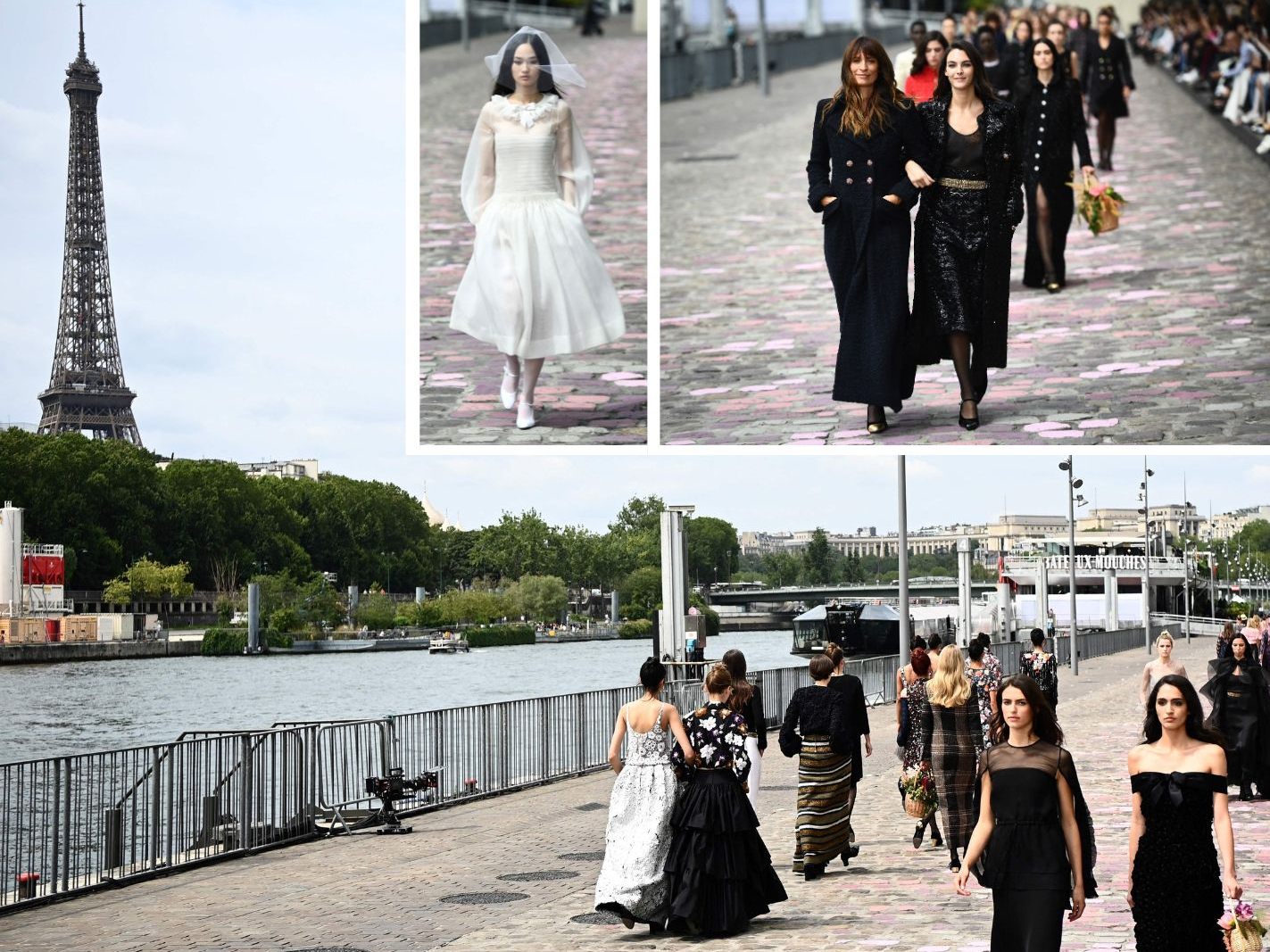 Blumen und Pariser Chic: Chanel machte Seine-Ufer zum Laufsteg. Blumen und Pariser Chic: Chanel machte Seine-Ufer zum Laufsteg.