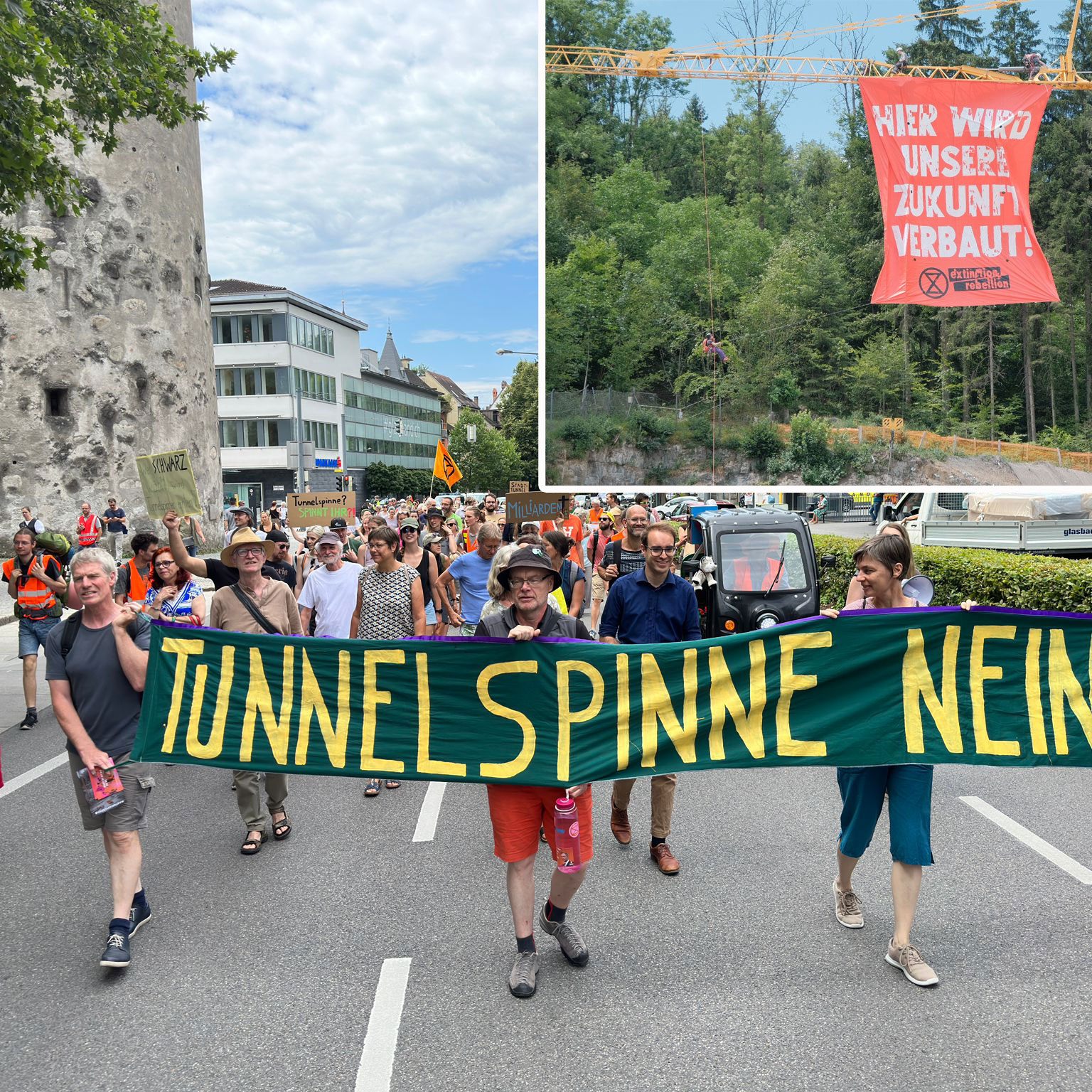 Aktivisten legten heute den Verkehr auf der Bärenkreuzung lahm und besetzten einen Baukran.