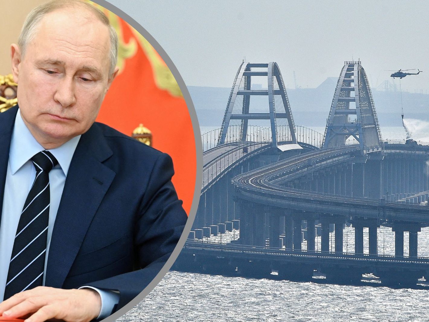 Auf der Krim-Brücke ist der Verkehr russischen Angaben zufolge zum Erliegen gekommen. Auf der Krim-Brücke ist der Verkehr russischen Angaben zufolge zum Erliegen gekommen.