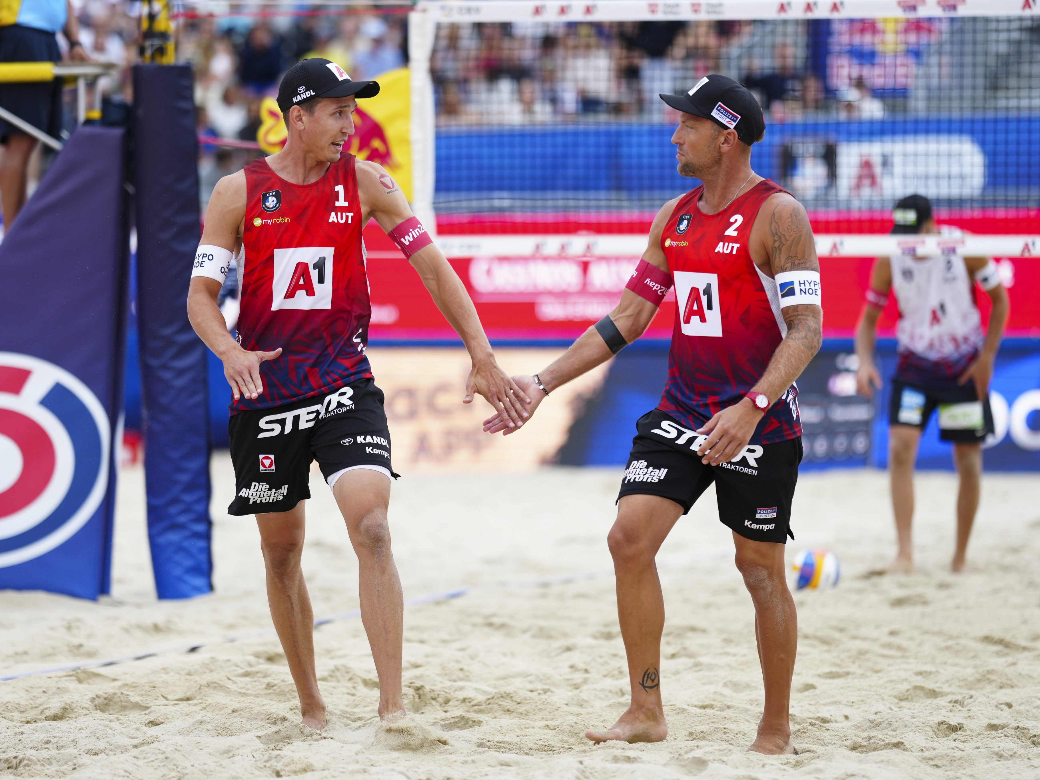 Hörl/Horst entschieden ihr erstes Spiel bei der Beachvolleyball-EM 2023 in Wien für sich.