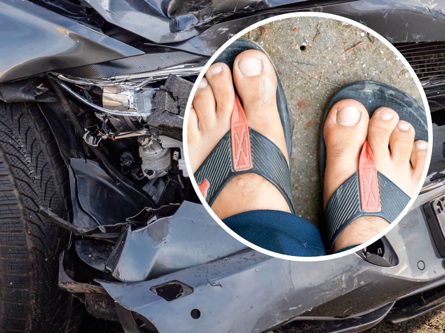 Der Lenker verfing sich offenbar mit seinen Flip-Flops im Bremspedal. Der Lenker verfing sich offenbar mit seinen Flip-Flops im Bremspedal.