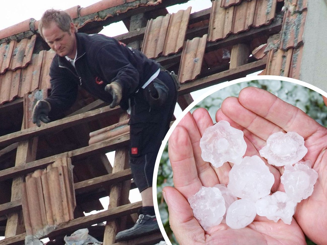 Schwere Schäden nach Hagel-Unwettern in Südbayern. Schwere Schäden nach Hagel-Unwettern in Südbayern.