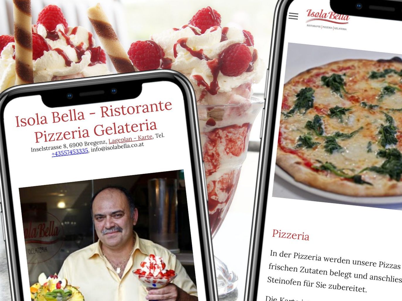 Das Isola Bella verwöhnt seine Gäste mit dem italienischen Charme eines Restaurants, einer Pizzeria und einer Gelateria. Das Isola Bella verwöhnt seine Gäste mit dem italienischen Charme eines Restaurants, einer Pizzeria und einer Gelateria.