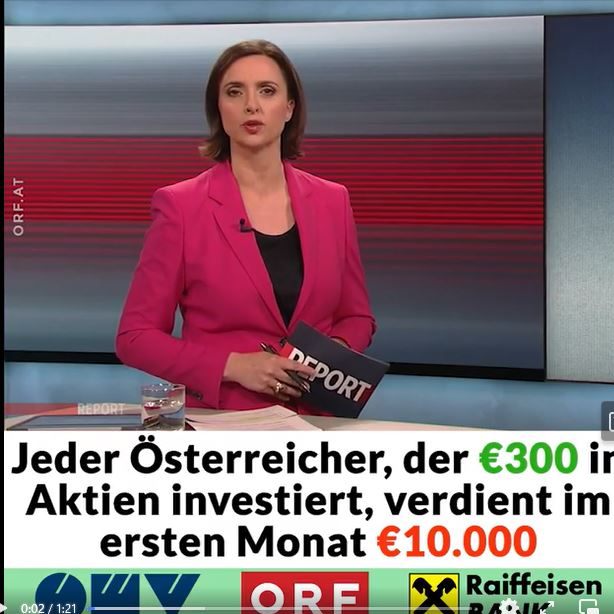 Ein Ausschnitt aus einem der betrügerischen Werbevideos.