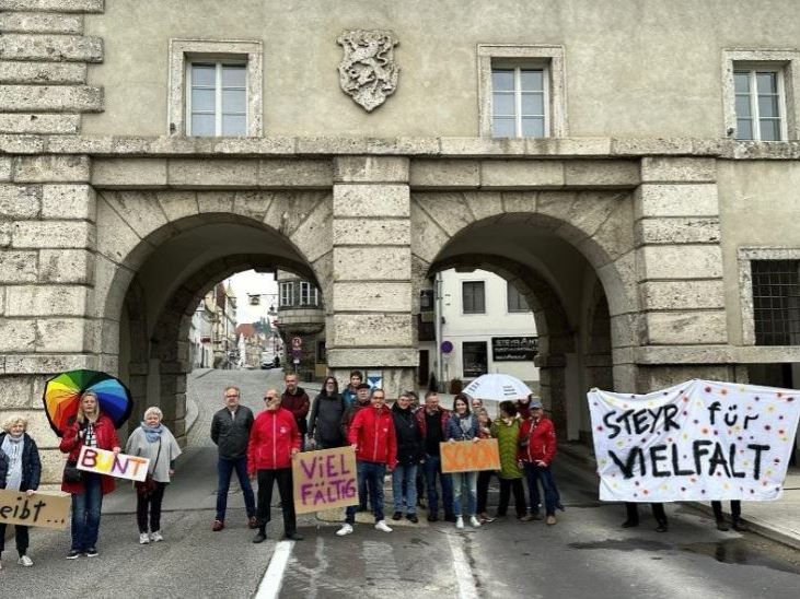 Protest gegen Faschismus in Steyr.