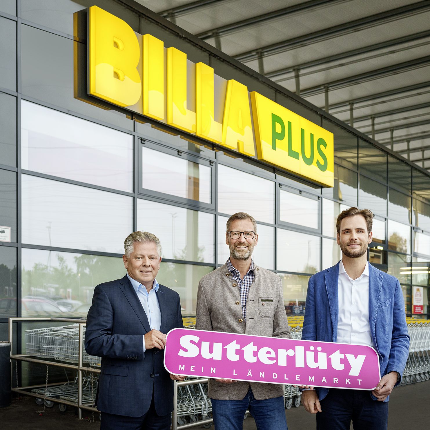 Hannes Gruber, BILLA Vertriebsdirektor, Jürgen Sutterlüty, Geschäftsführer Sutterlüty und Florian Sutterlüty, Vertriebsleitung Sutterlüty