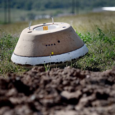 Modell einer Osiris-Rex-Sonde, die als Transporter dienen soll