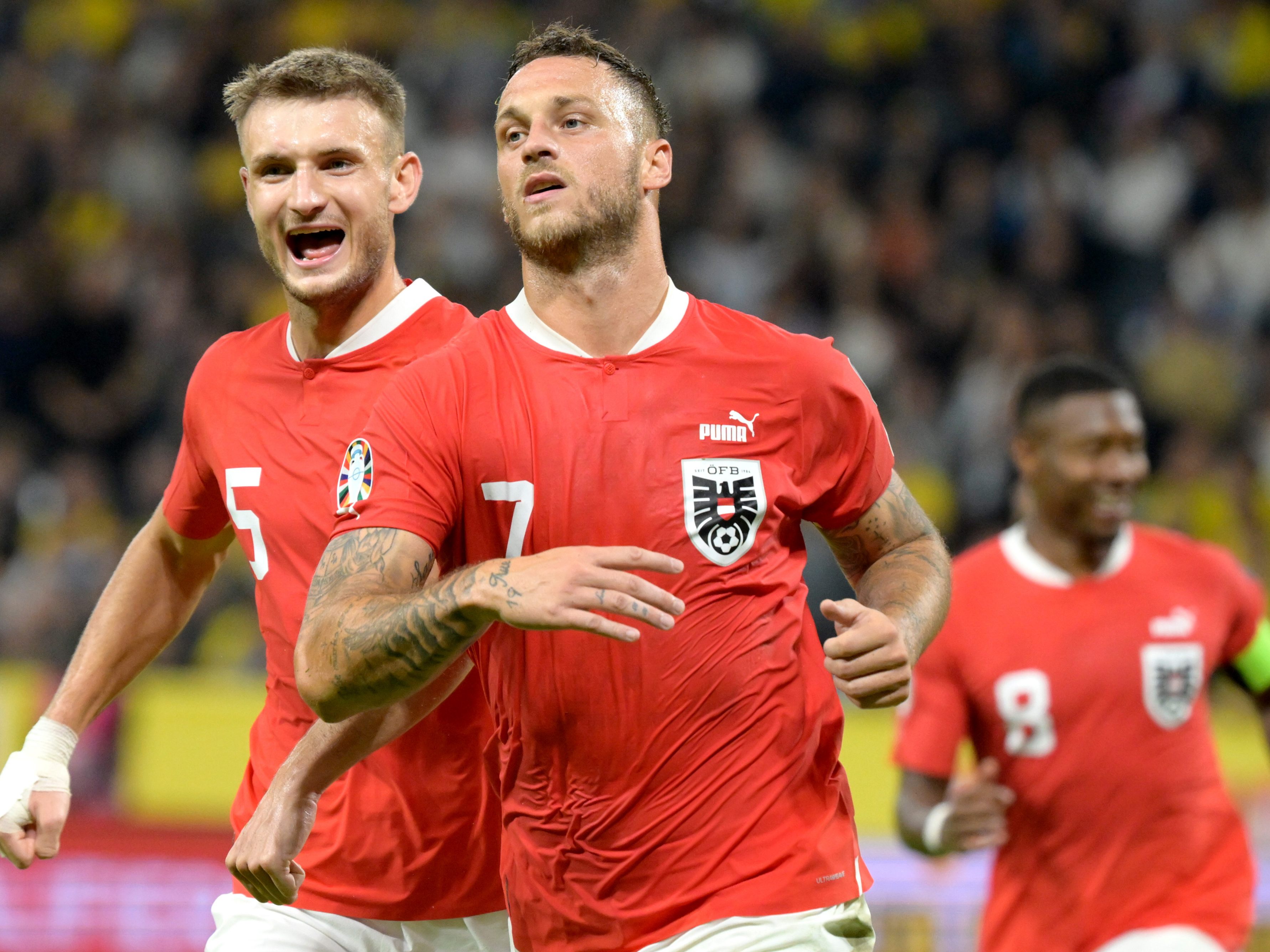Marko Arnautovic erzielte beim Sieg in der EM-Qualifikation gegen Schweden zwei Tore. Marko Arnautovic erzielte beim Sieg in der EM-Qualifikation gegen Schweden zwei Tore.