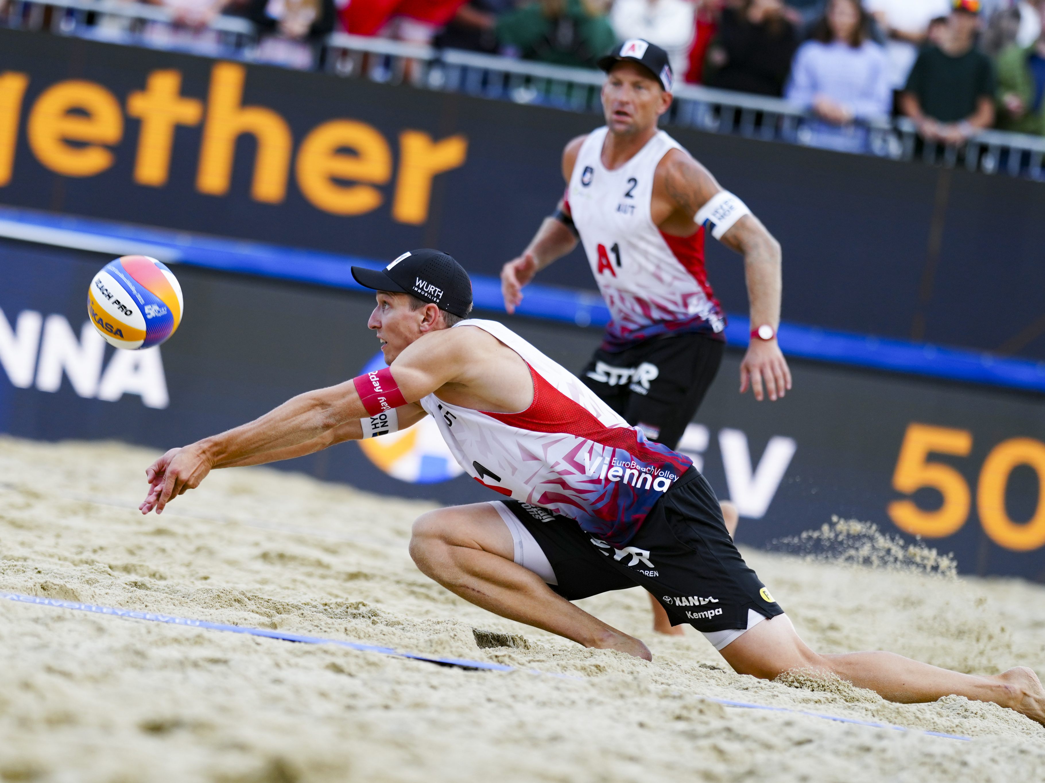 Hörl/Horst (im Bild) werden bei der Beachvolleyball-WM 2023 auf Seidl Pristauz treffen.