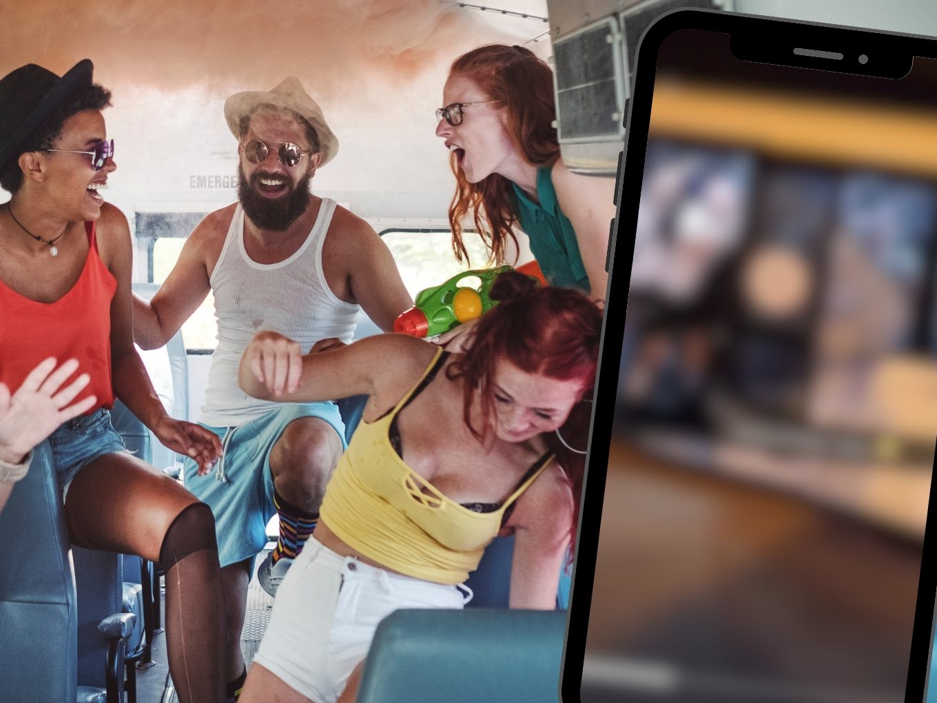 Partystimmung im Bus: Vorfreude auf das Wochenende!