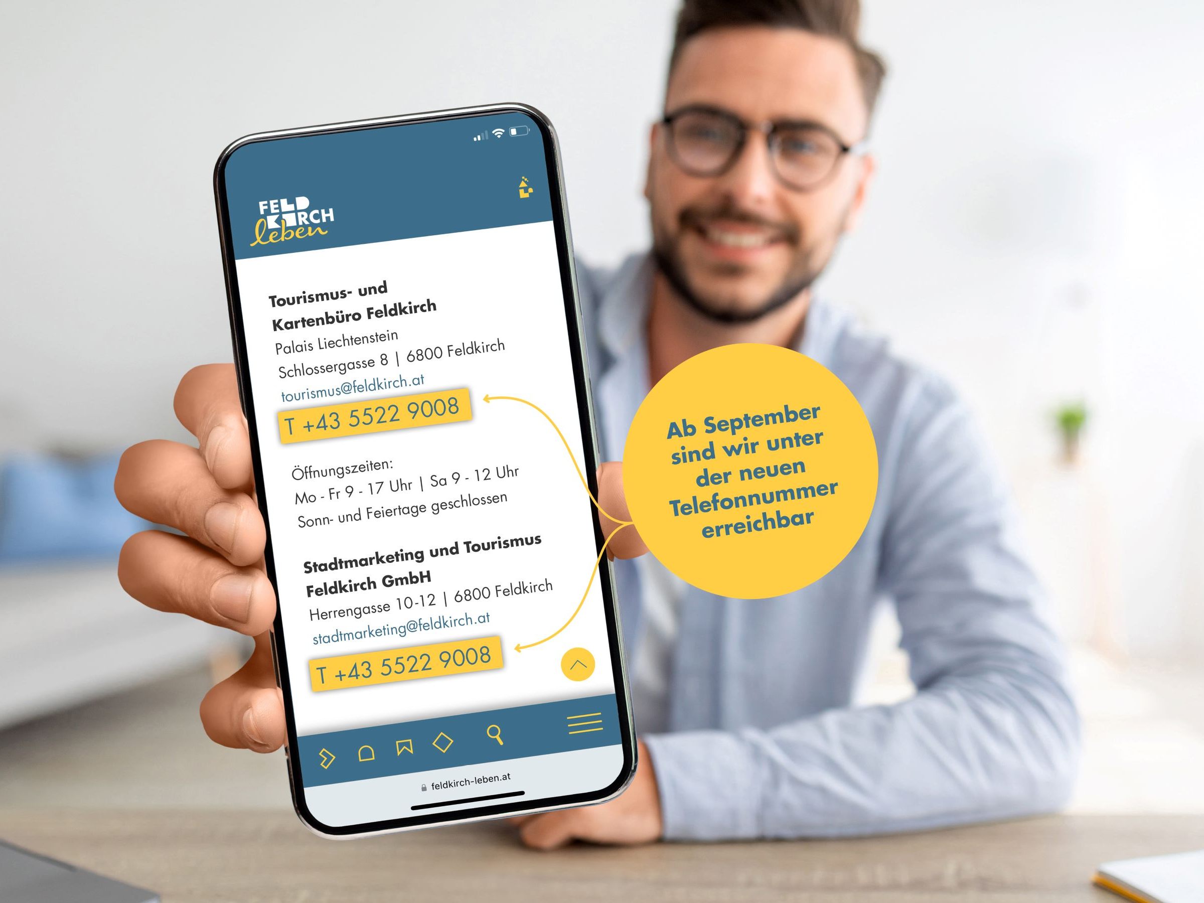 Neue Telefonnummer 05522 9008 für das Stadtmarketing Feldkirch
