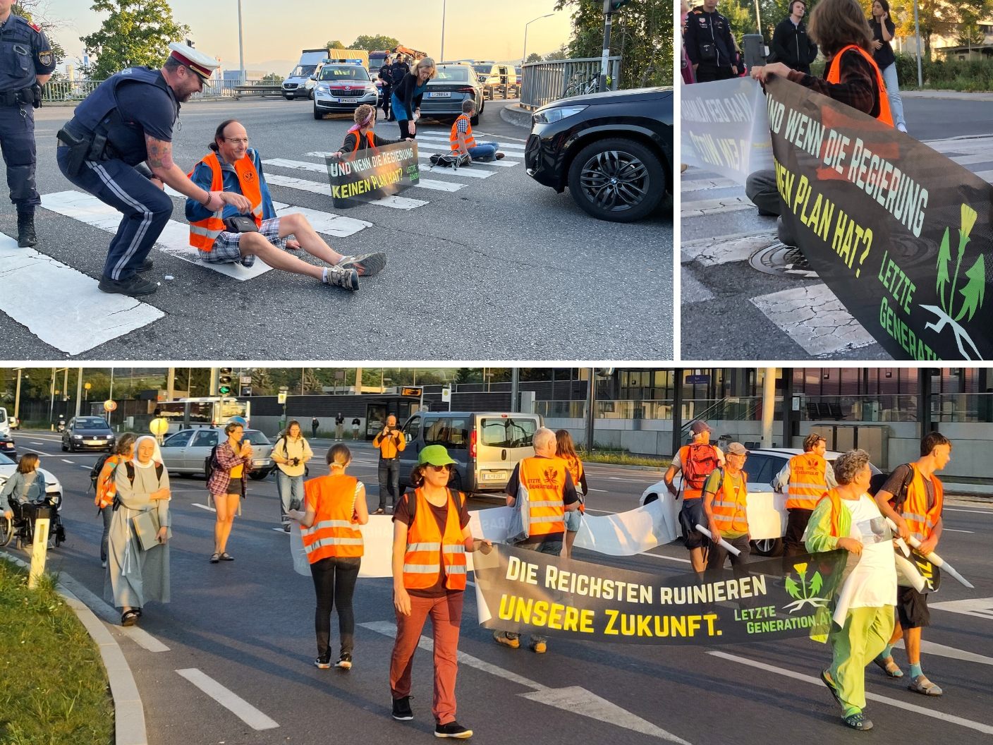 Aktivisten der "Letzten Generation" koordinierten Aktionen in Insbruck, Graz und Linz.