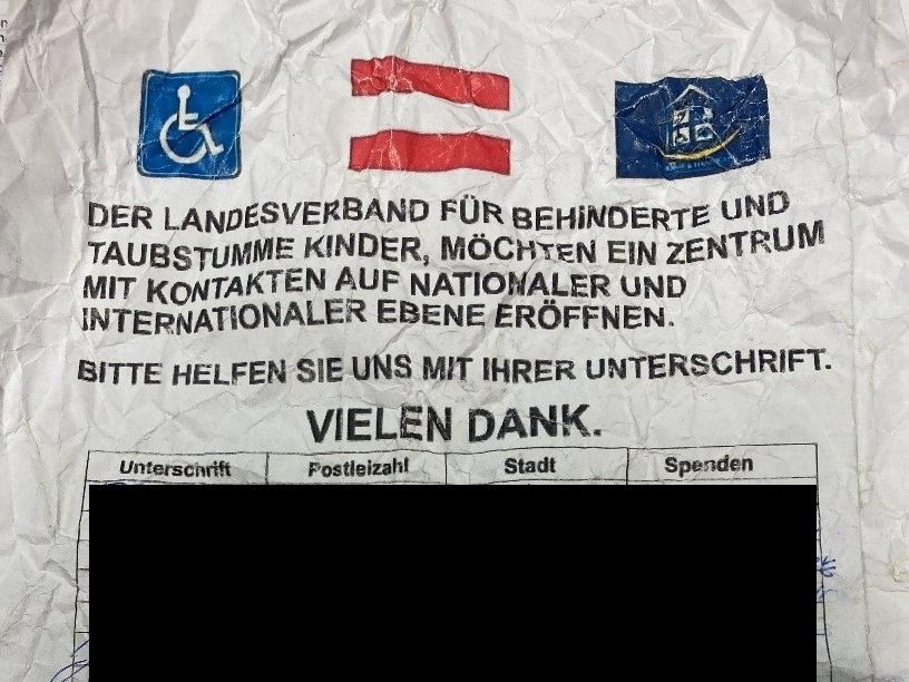Die mitgeführte Spendenliste der Verdächtigen. Die mitgeführte Spendenliste der Verdächtigen.