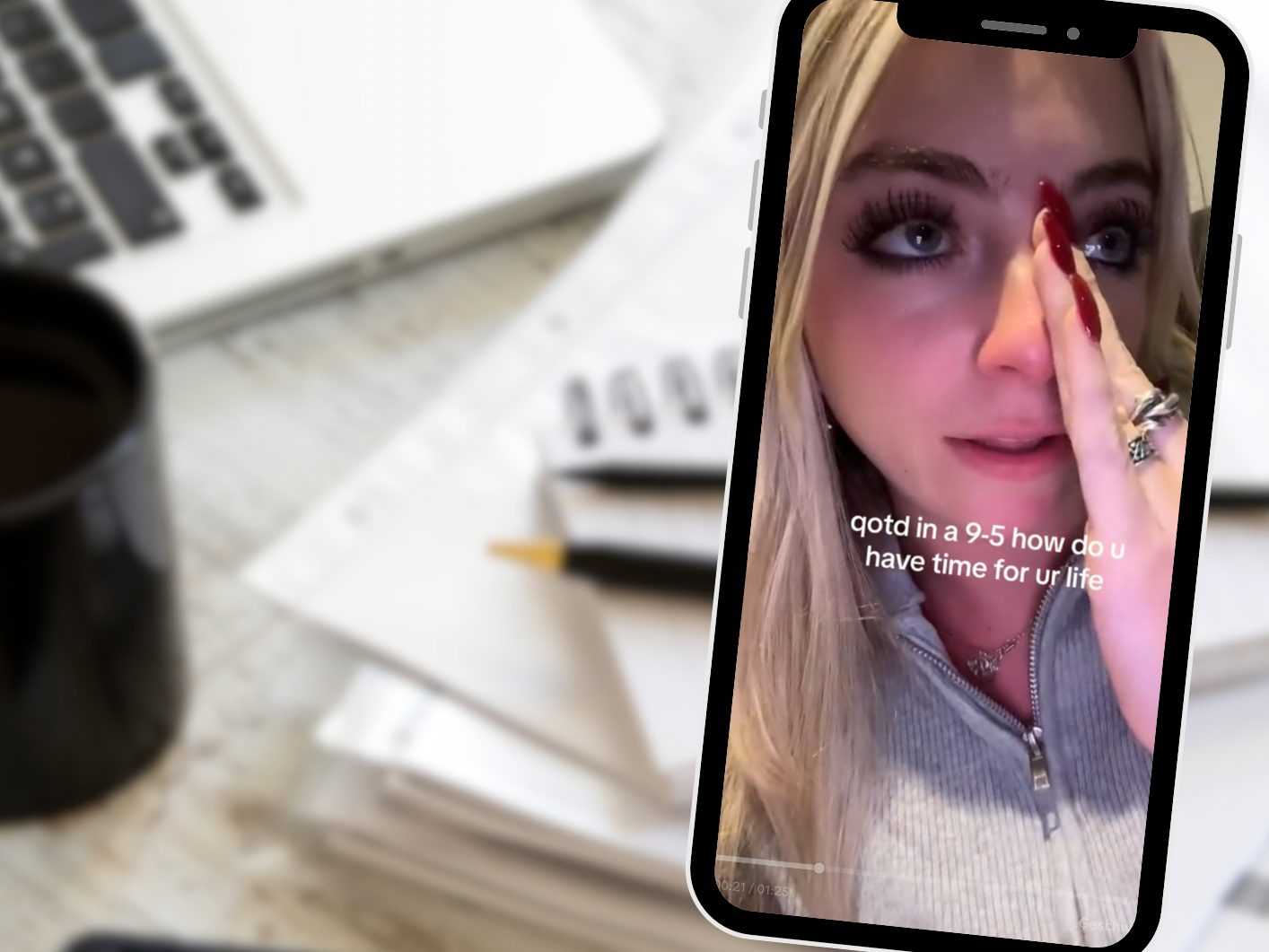 „Acht Stunden sind einfach verrückt“, beklagt die Influencerin. „Acht Stunden sind einfach verrückt“, beklagt die Influencerin.