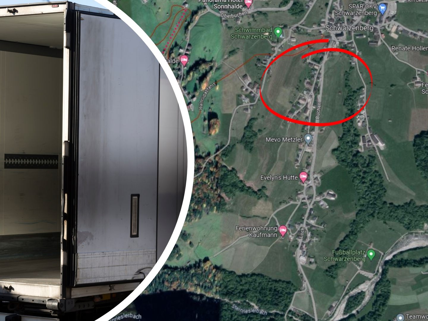 Die Anhänger-Tür des Lkw traf ein entgegenkommendes Auto. (Symbolbild) Die Anhänger-Tür des Lkw traf ein entgegenkommendes Auto. (Symbolbild)