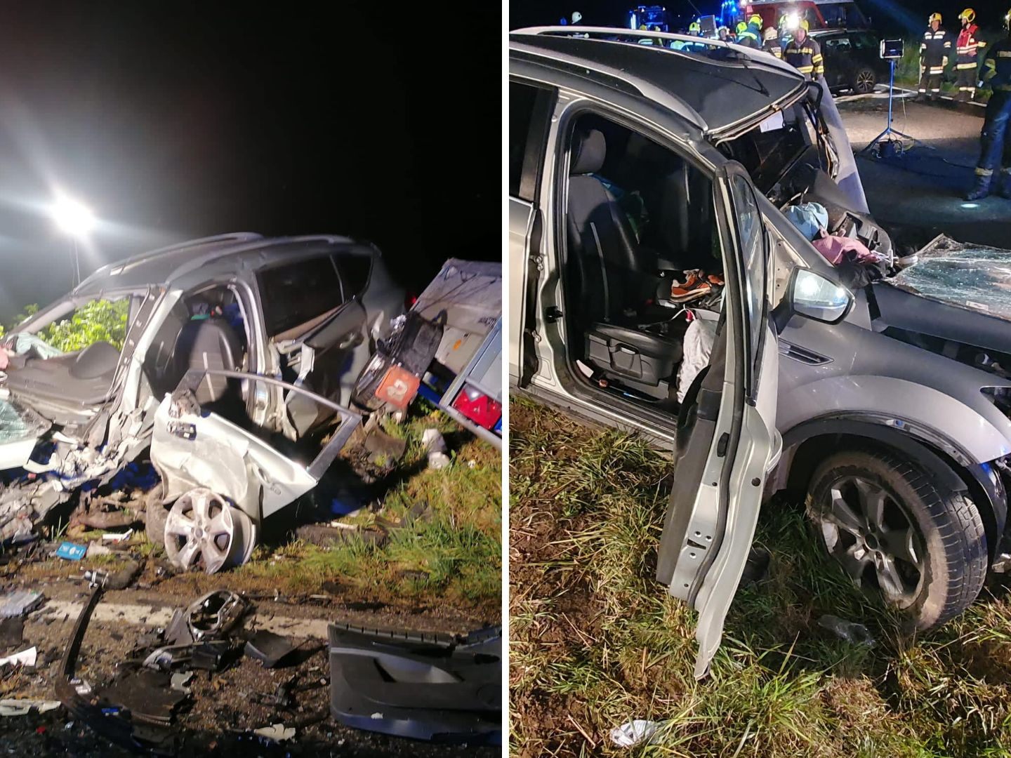 Eines der völlig zerstörten Unfall-Fahrzeuge nach der Kollision in Neulengbach. Eines der völlig zerstörten Unfall-Fahrzeuge nach der Kollision in Neulengbach.
