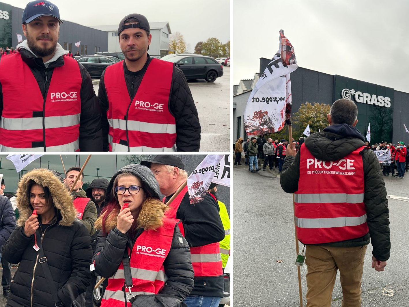 Bei der Firma Grass in Höchst wird eine Schicht lang gestreikt. Bei der Firma Grass in Höchst wird eine Schicht lang gestreikt.
