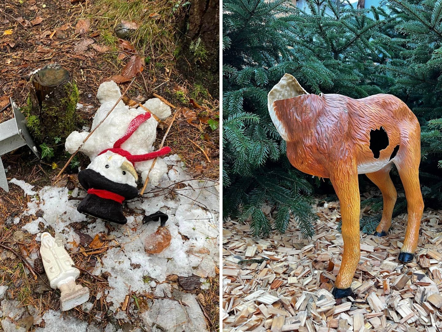 In Thüringen und Hohenems beschädigten Unbekannte die Weihnachtswälder.