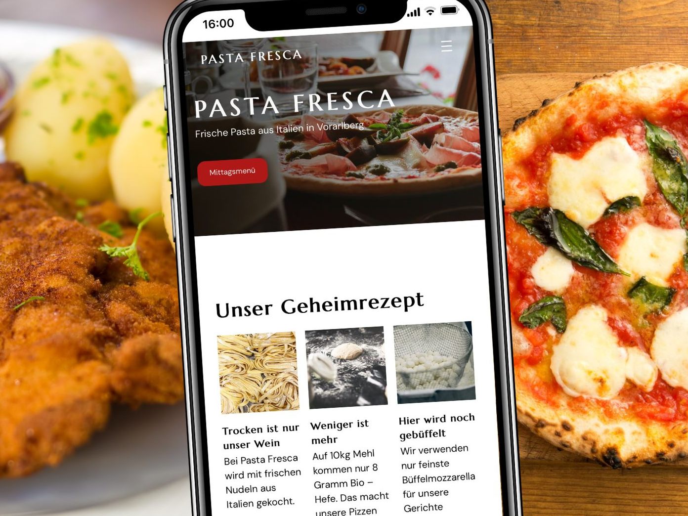 Das Pasta Fresca ist eine wahre Schatzkammer der italienischen Küche, es stehen aber auch klassische österreichische Spezialitäten auf der Speisekarte.