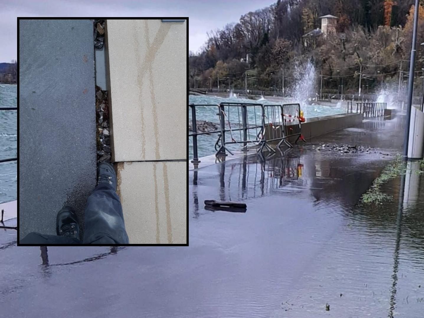 Die Pipeline wurde durch den Sturm beschädigt.