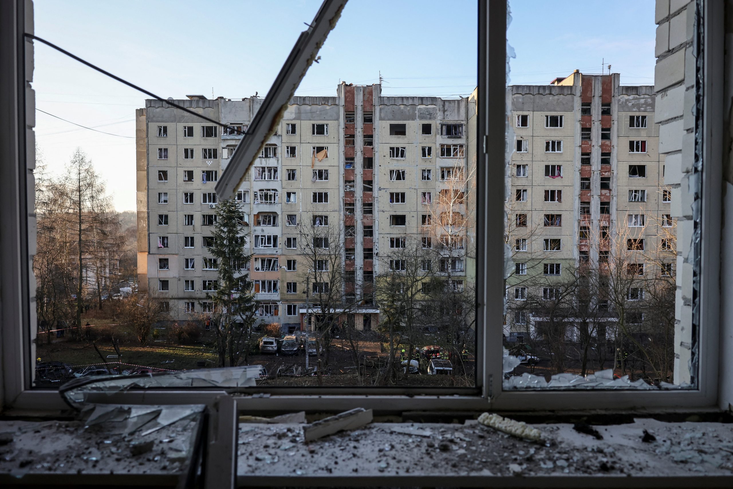 Zerstörte Gebäude in Lviv. Zerstörte Gebäude in Lviv.