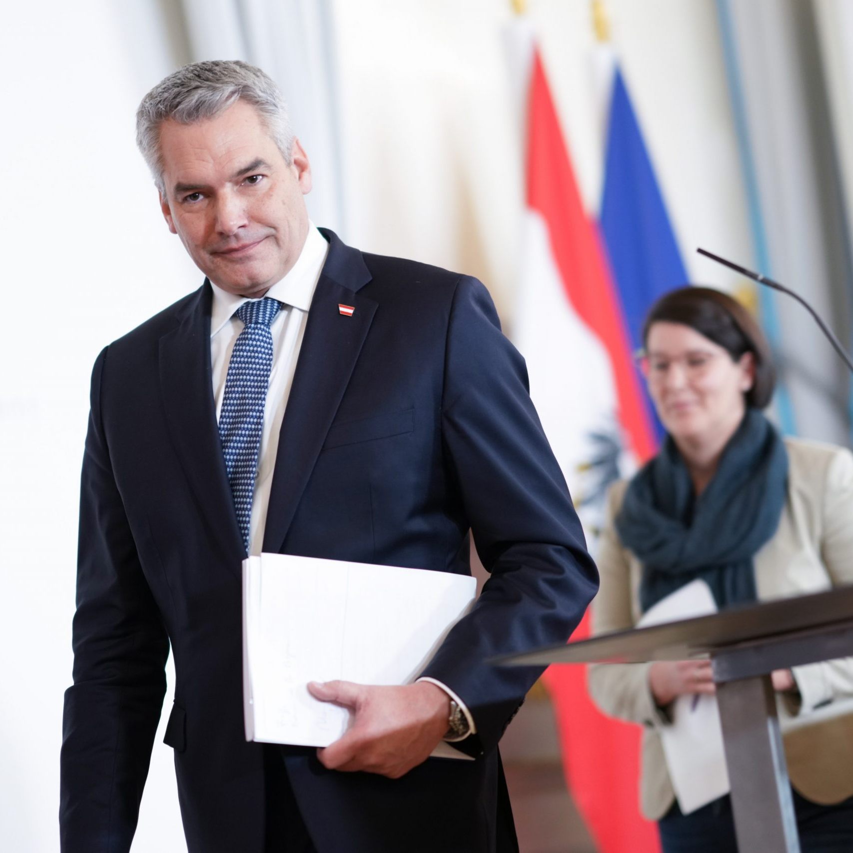 Bundeskanzler Karl Nehammer (ÖVP) im Rahmen der Pressekonferenz "Ergebnisse des Corona-Aufarbeitungsprozesses", am Donnerstag, 21. Dezember 2023