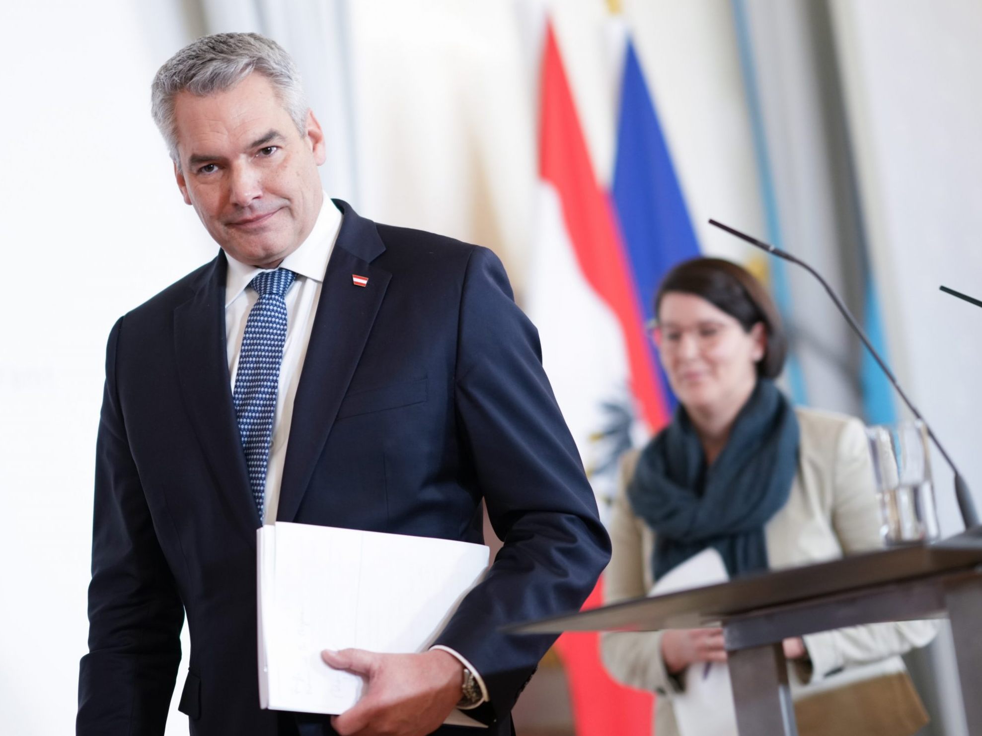 Bundeskanzler Karl Nehammer (ÖVP) im Rahmen der Pressekonferenz "Ergebnisse des Corona-Aufarbeitungsprozesses", am Donnerstag, 21. Dezember 2023