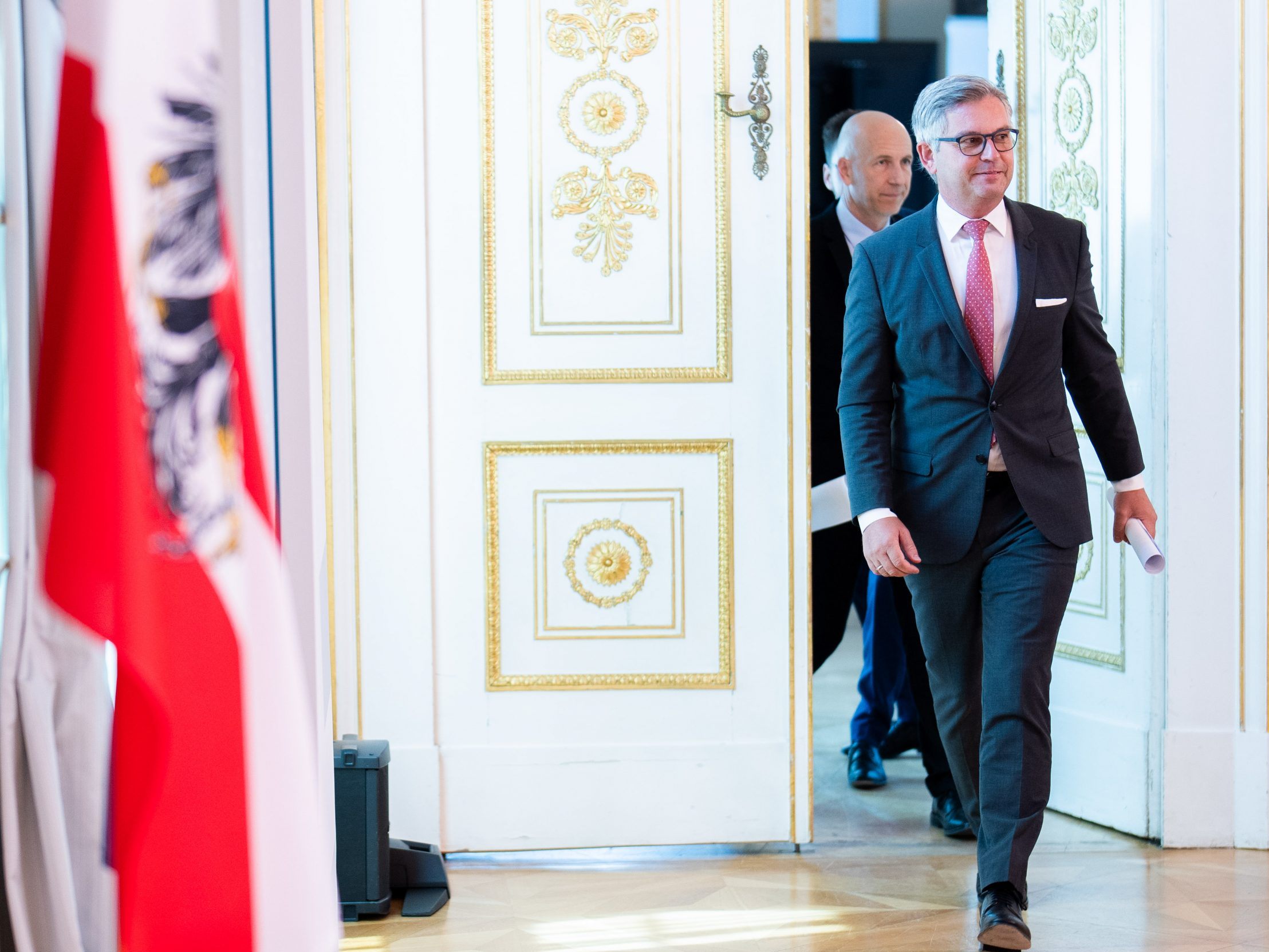 Pressefoyer nach dem Ministerrat.