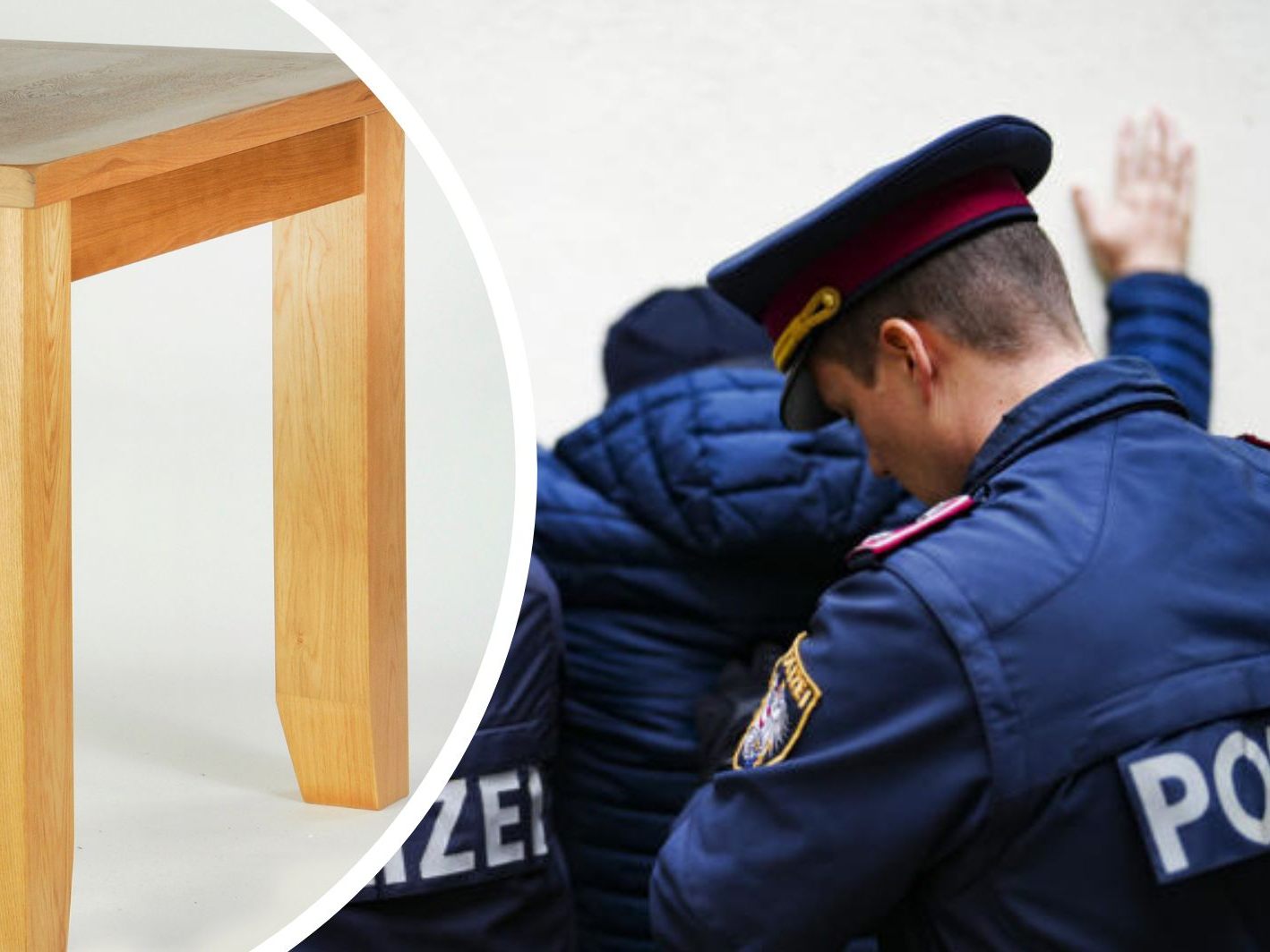 Ein 21-Jähriger warf einen Esstisch nach Wiener Polizisten.