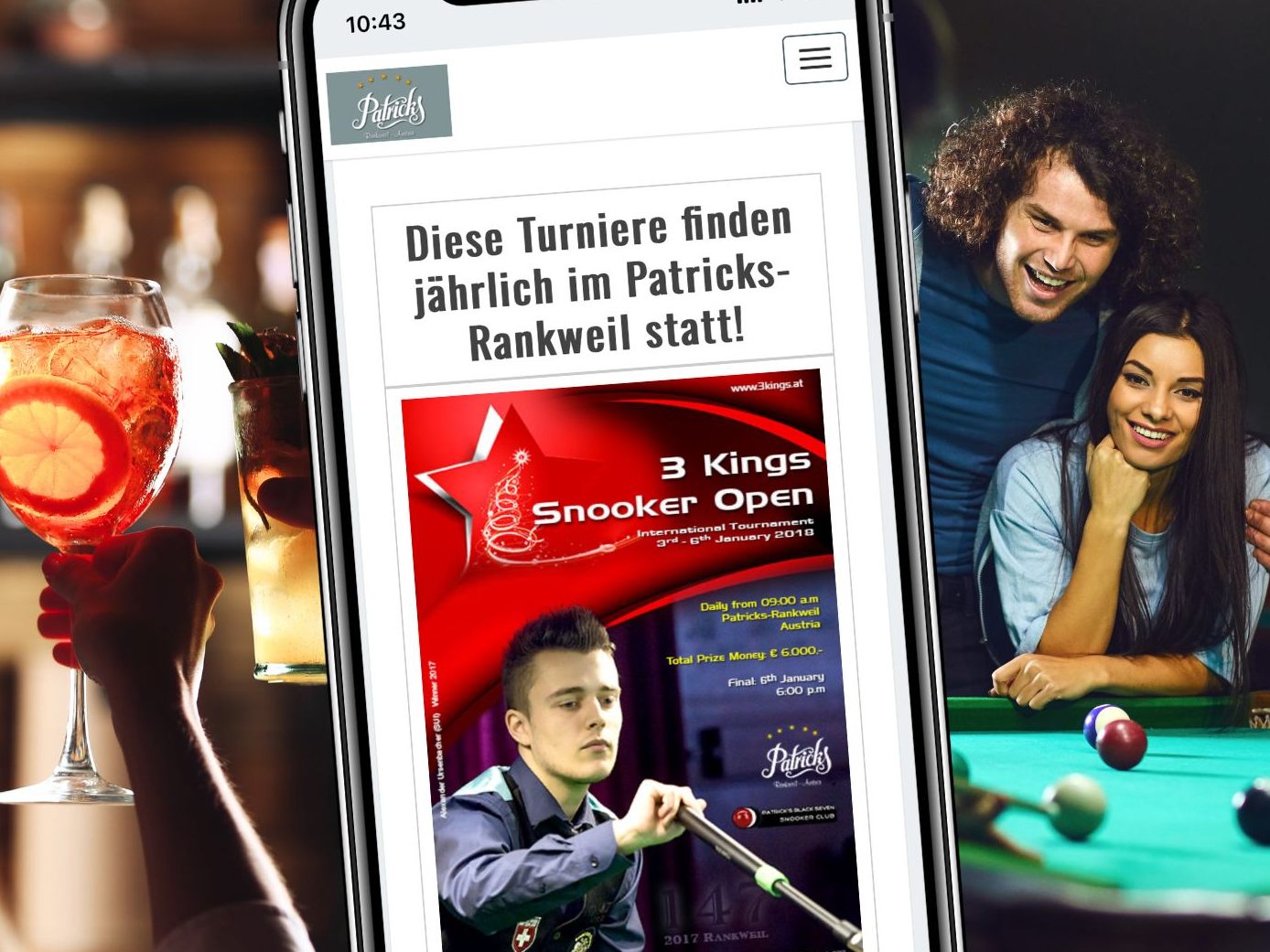 Im Patricks erwartet Sie ein breites Angebot von klassischem Billard über Snooker bis hin zu Darts auf 1200 Quadratmetern.