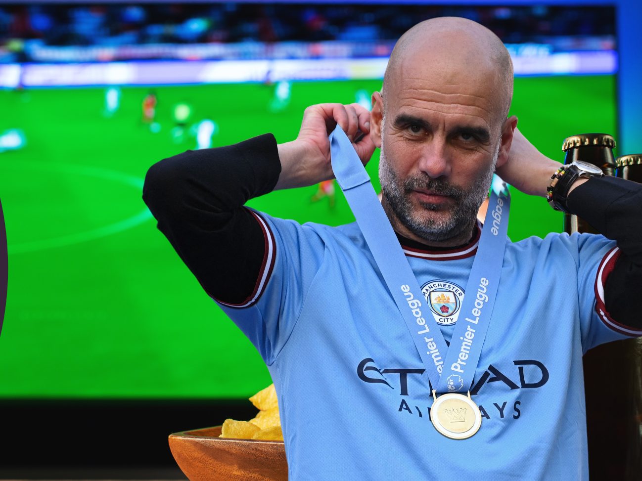 Cheftrainer Pep Guardiola gewann mit Manchester City die Premier League 2023. Cheftrainer Pep Guardiola gewann mit Manchester City die Premier League 2023.