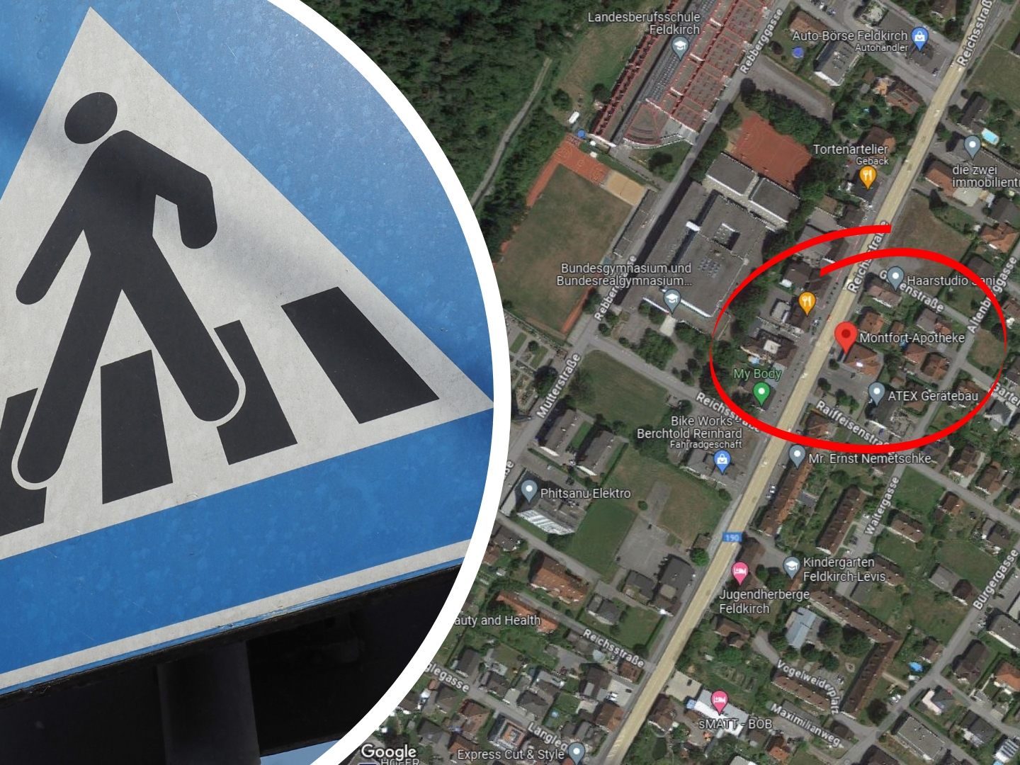 Zwei Frauen gleichzeitig wurden auf einem Schutzweg in Feldkirch angefahren.