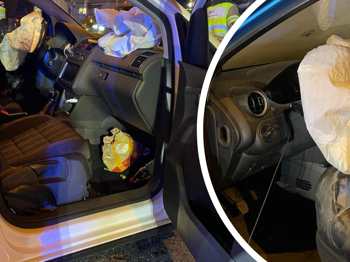 Beide beteiligten Fahrzeuge erlitten einen Totalschaden. Beide beteiligten Fahrzeuge erlitten einen Totalschaden.