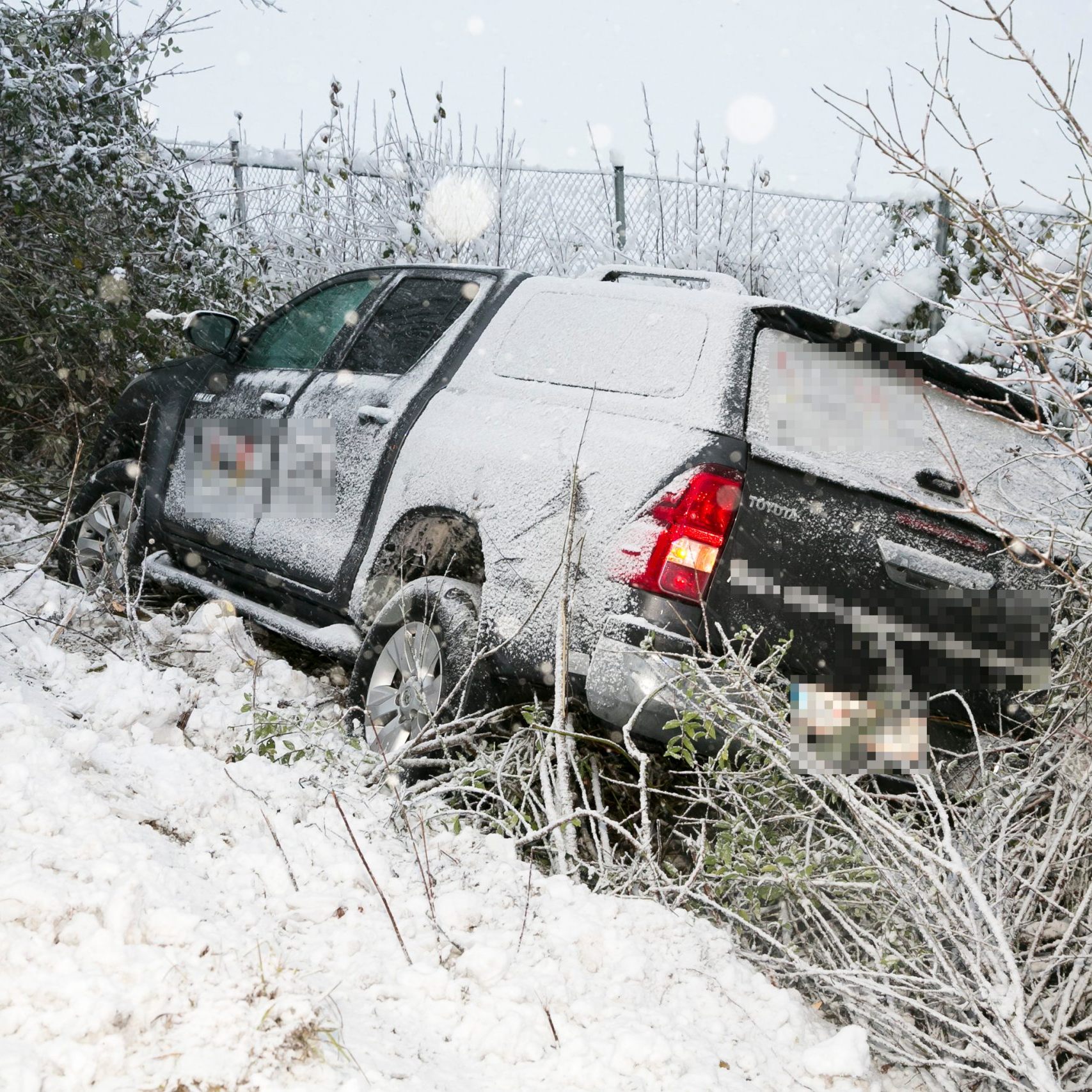 Pick-Up rutschte bei Rankweil ins Gebüsch.